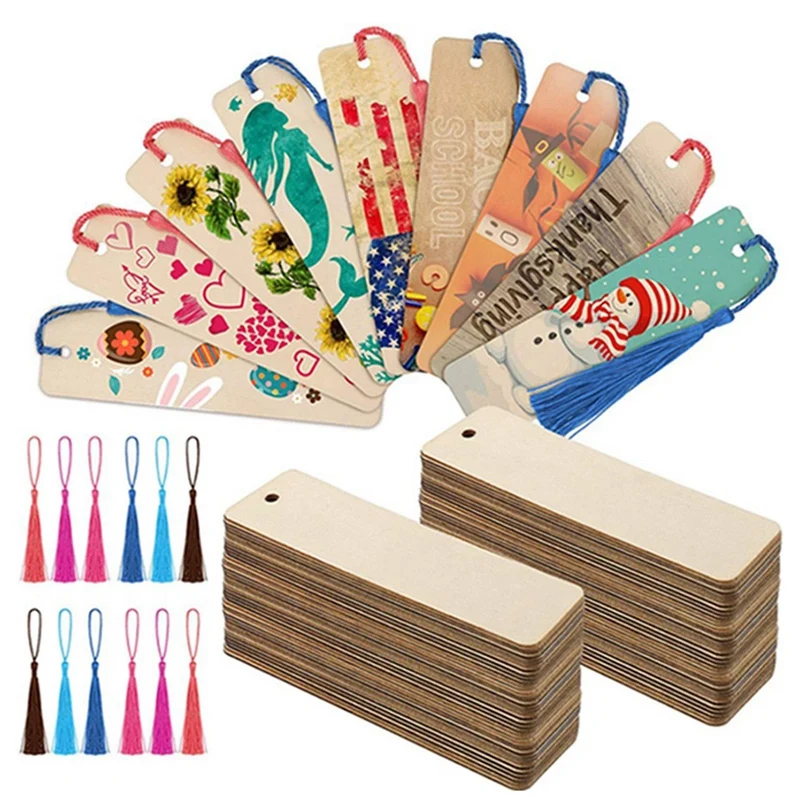 

36 шт. деревянных закладок DIY пустое дерево чипы деревянные закладки тонкие подвесные этикетки деревянные кисточки закладки