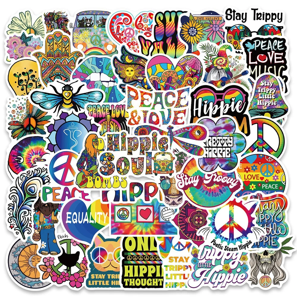 10/30/50Pcs New Cartoon Hippie Hippie Sticker Decorazione Della Personalità Valigia Laptop Water Cup Impermeabile All'Ingrosso