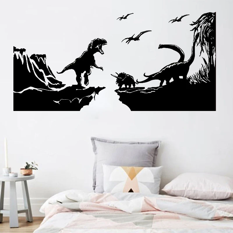 

Dinosaur Wall Sticker Carton Animal Wall Decoration Jungle Zoo World Park Jurassic Vinyl Decals Kids Room Bedroom Decor