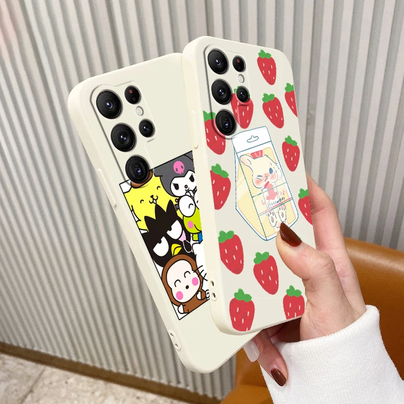 

Liquid Rope Funda Cartoon Sanrio Hello Kitty Phone Case For Samsung Galaxy S22 S21 S20 FE S10 Note 20 10 Plus Lite Ultra 5G