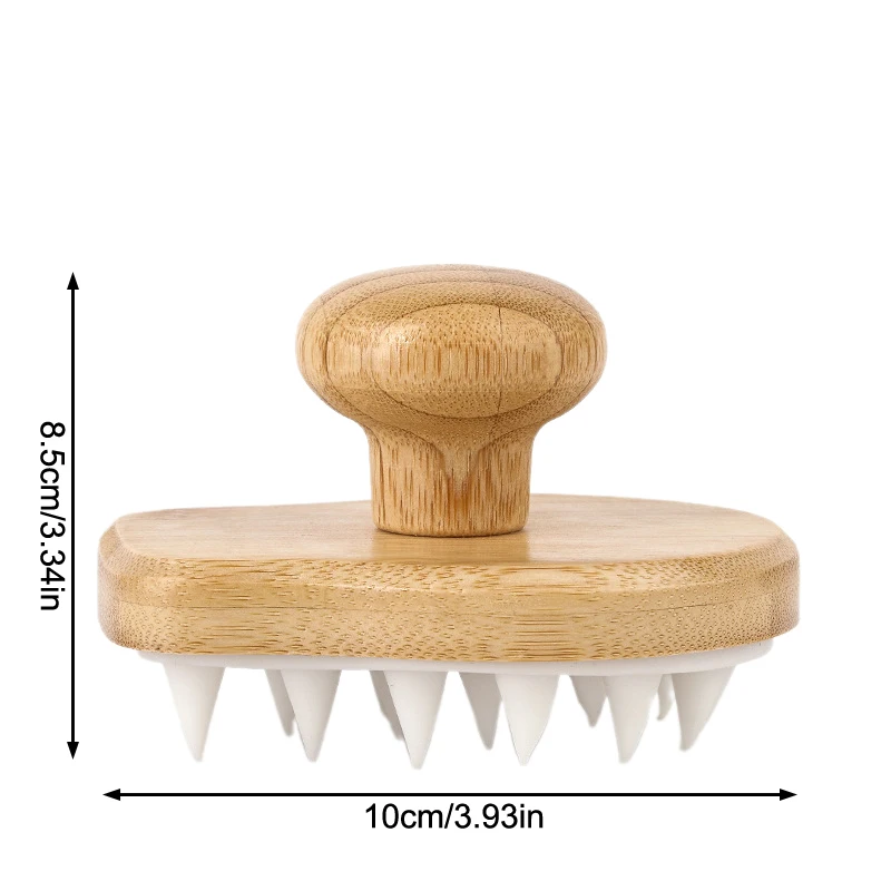 Силиконовая щетка для шампуня массажер кожи головы деревянная мытья крови тела