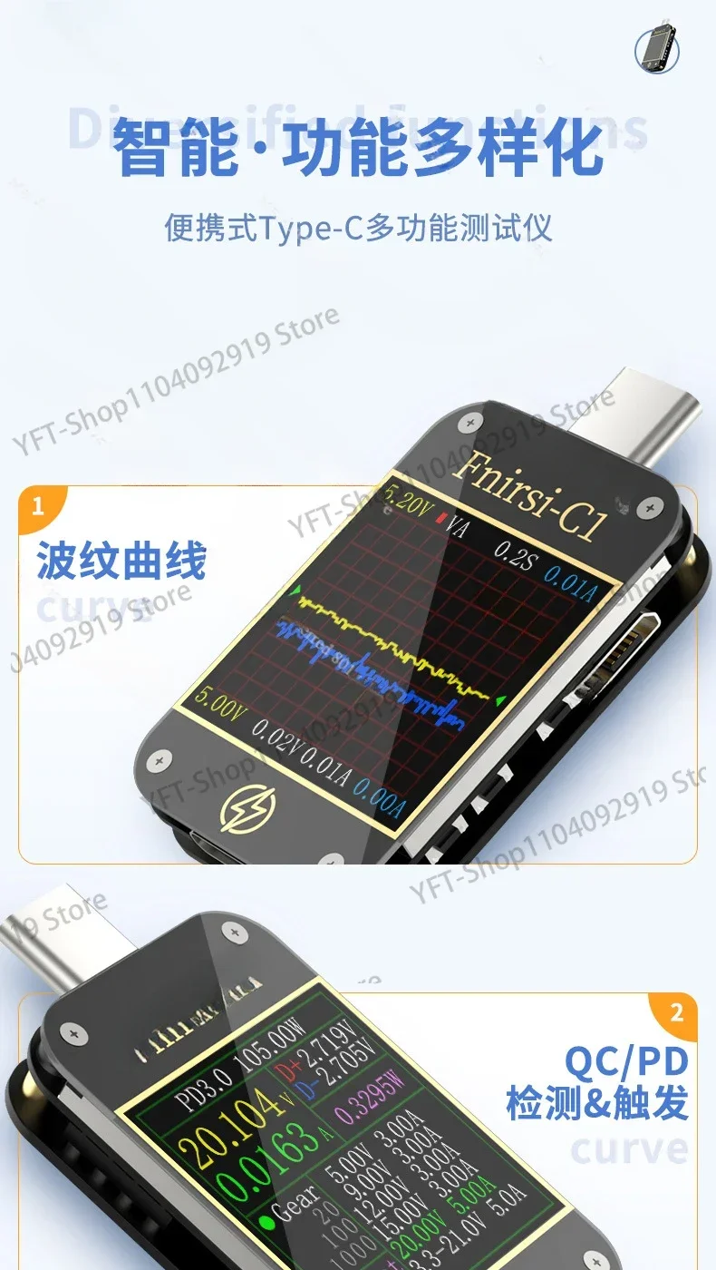 Стандартный USB-тестер амперметр напряжения Type-c детектор протокола быстрой