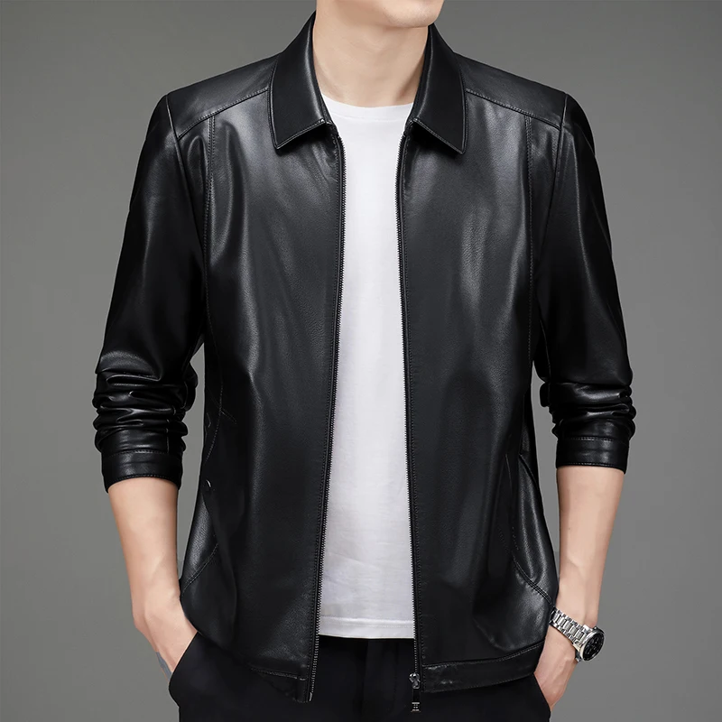 

Spring and Autumn Genuine Biker Leather Rider Air Motorcycle Bomber Jacket Men Real Member Sheepskin Classic Coat Natural 2021