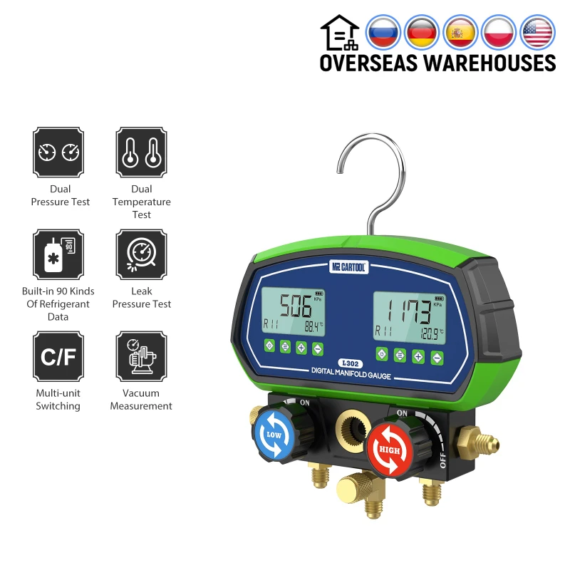 

Air Conditioning Manifold HVAC Vacuum Pressure Temperature Tester Leakage Test Refrigeration Tool 90 Refrigerants