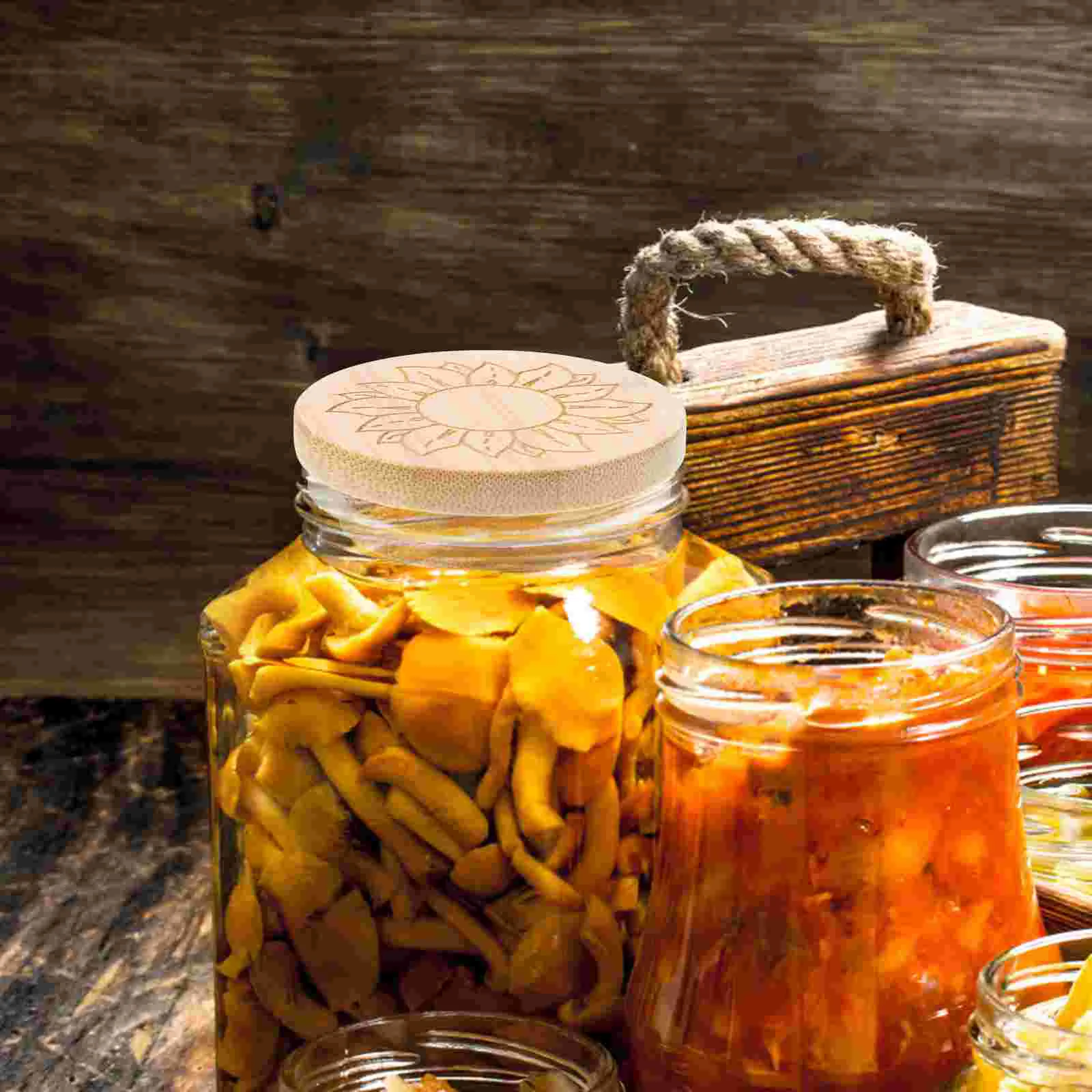 

Jar Lids Multipurpose Decorative Honey Jar Lid Jar Sealing Lids Yogurt Jar Lids DIY Accessory Glass Jar Lid Cover Bamboo Lids