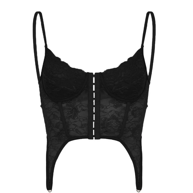 

Women Crop Tops Lingerie Push Up High Street Cami Underwire Workout Underwear Club Party Clothes Irregular Lace Bustier Bras