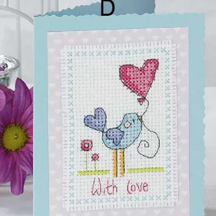 

DIY Invitation greeting card with special art popular Full Set cross stitch greeting card Cake, special birthday gift 2CD025