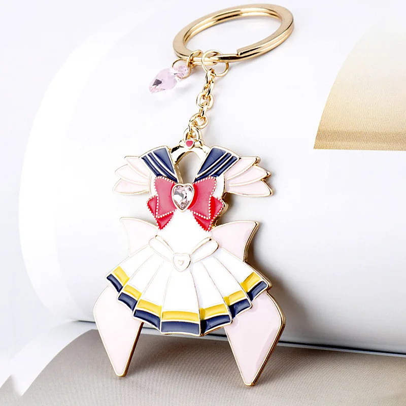 

Bandai Anime Sailor Moon Cartoon Series Dress Keychain Bag Car Key Pendant Key Chain Accessories Keyring Metal Gift Woman