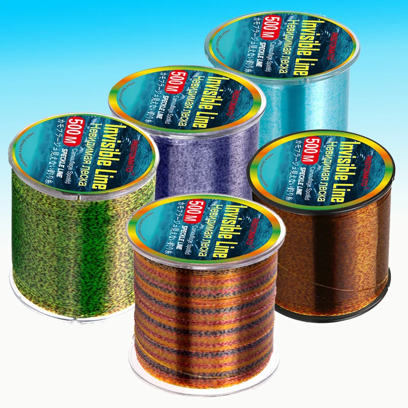 

500m Bionic Spotted Fishing Line Invisible Monofilament Nylon Speckle Line Fluorocarbon Coated Fishline Carp Fishing Tools