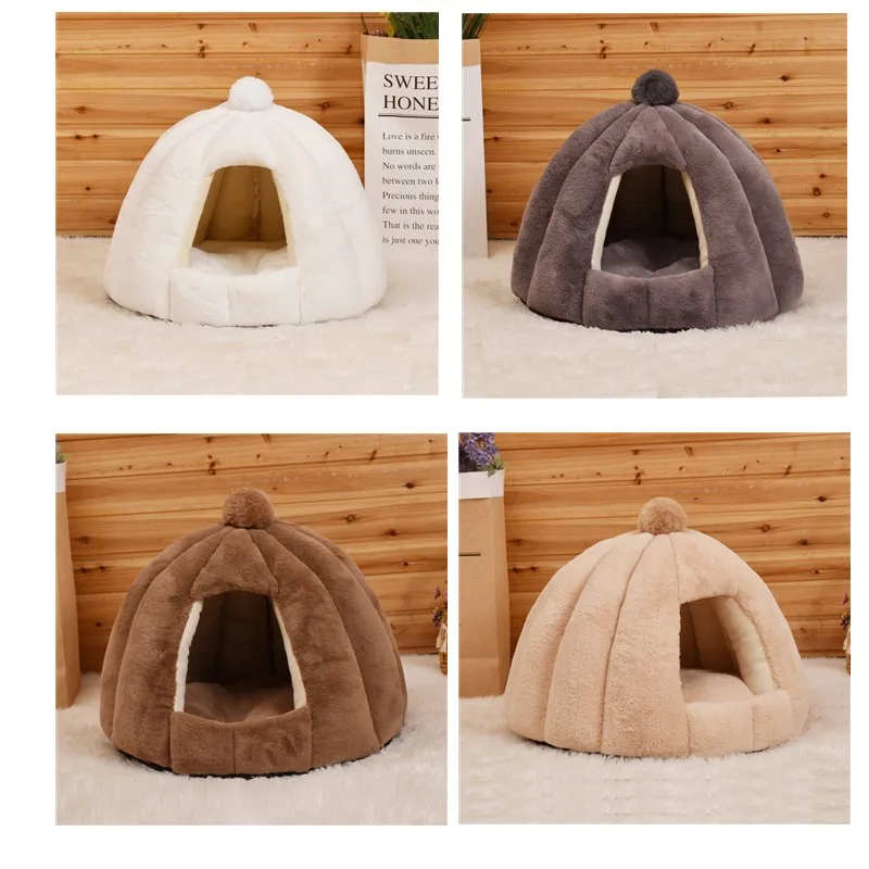 

Pet Cat Bed Winter Super Soft Cute Pumpkin Shape for Indoor Cats Dogs House Beds Puppy Kitten Warm Nest Pet Sleeping Kennels