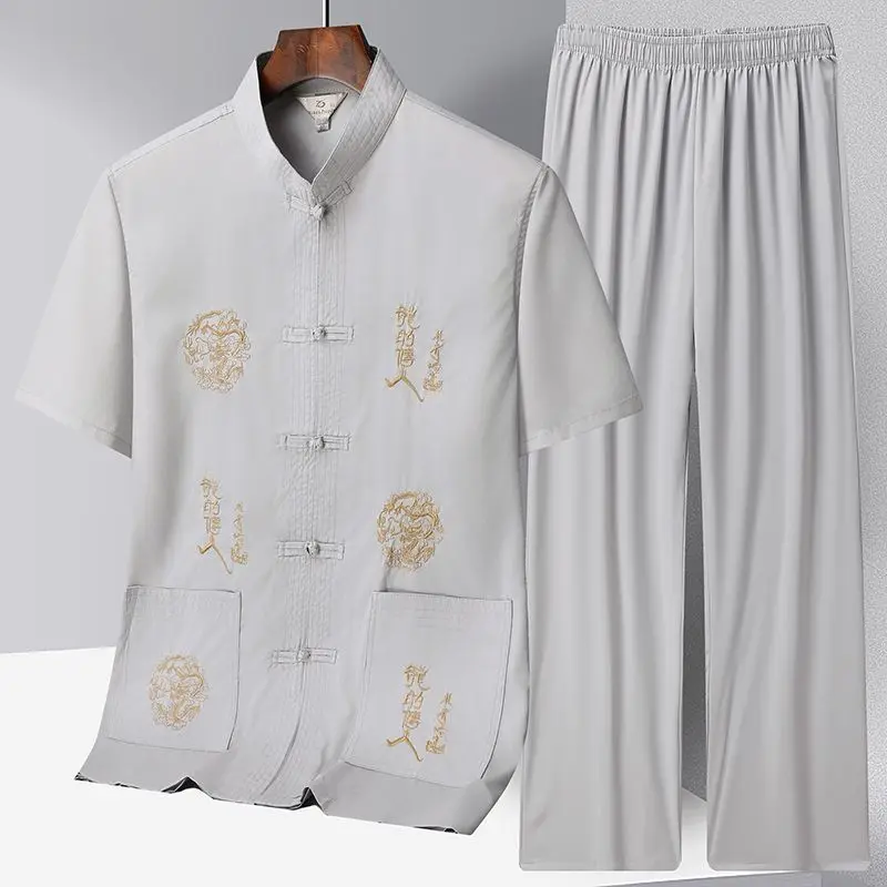 Китайский костюм Тан с воротником-стойкой повседневная одежда Kong Fu мужская