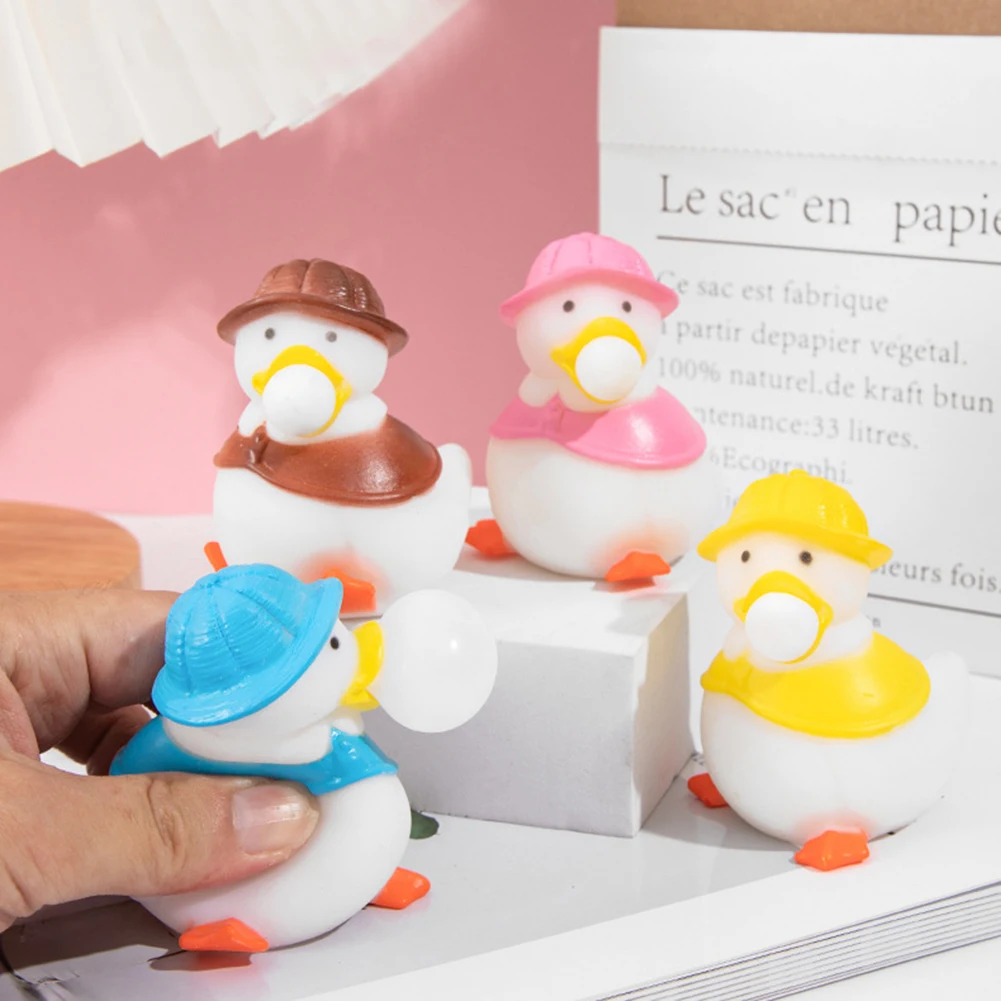 

TPR Blow Bubble Duck Stress Relief Autism Squeezing Bubbles Duck for Kids Adults Squeeze Vent Ball Party Favors Random Color