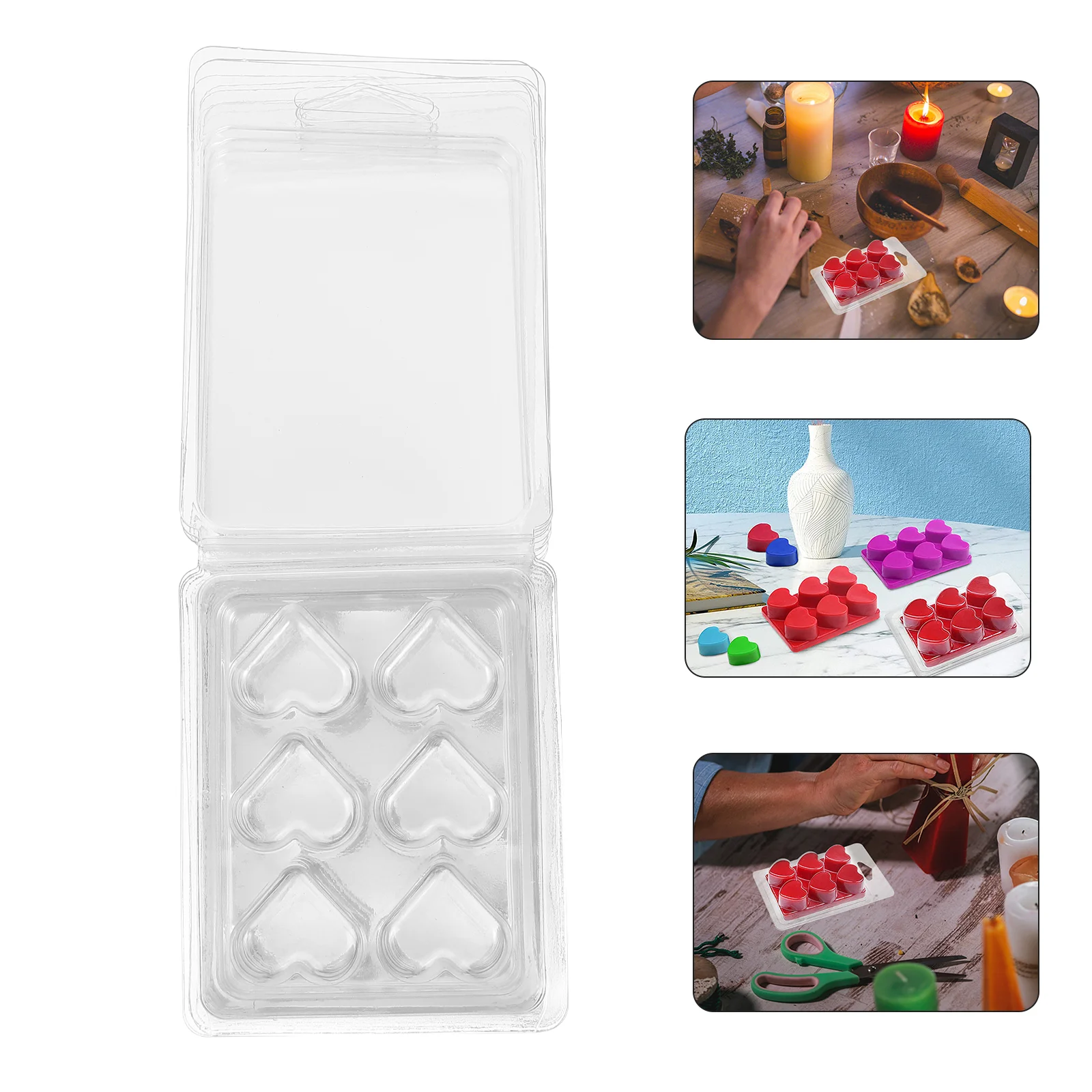 

Wax Melt Molds Clamshells Candleheart Tray Containers Candy Making Mold Shape Moulds Gummy Diy Soap Pudding Jelly Cube Mini