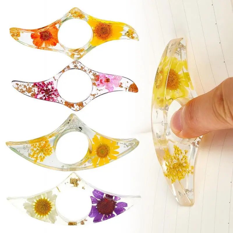 

Dried Flower Resin Book Page Holder Thumb Ring Page Holder Reading Accessories Convenient Bookmark Book Reading Accessories