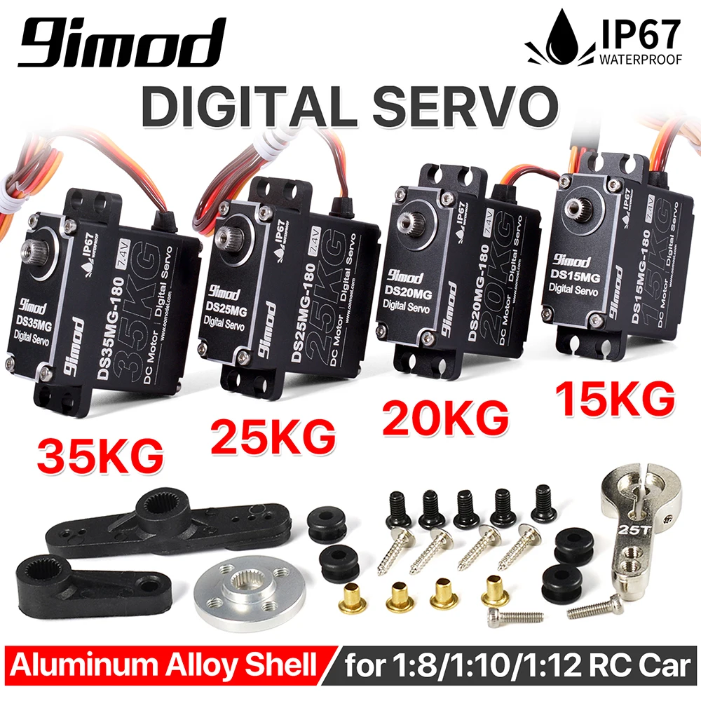 

9imod Waterpoof Arduino Servo 35kg 25kg 20kg 15kg Full AL RC Steering Servos High Torque Metal Gear Digital Servo For 1/ 10 Car