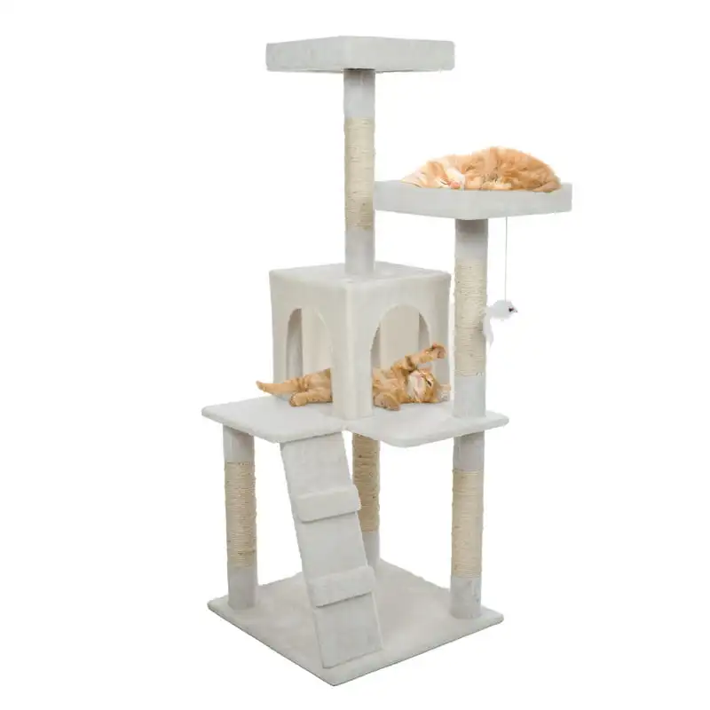 

Cat Tower with Napping Perches, Cat Condo, Ladder, 5 Sisal Rope Scratching Posts, Hanging Toy – Cat Tree for Indoor Cats by (