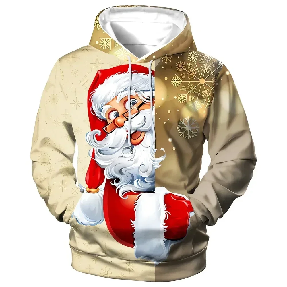 

New Hot 2024 Fashion Christmas Gift 3D Printed Hoodies for Men and Women Santa Claus Streetwear Hooded O-Neck Plus Size Tops