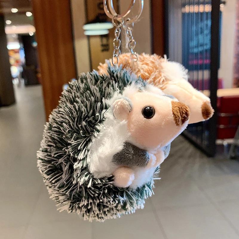 

1PC Cute Plush Pompon Hedgehog Animal Keychain Bag 10cm Mobile Phone Pendant Keyring