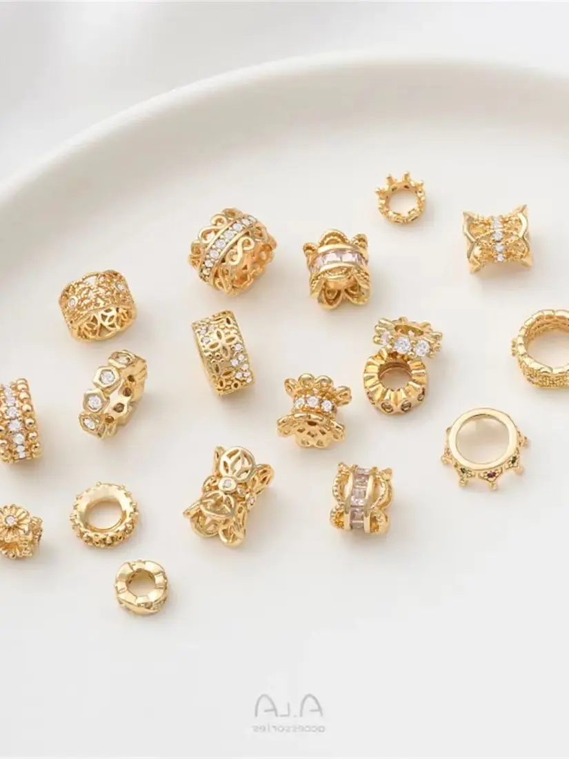 Позолоченная 14-каратная макропористая бусина из циркона разделительная