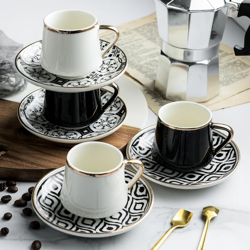 

80 мл турецкие чашки эспрессо с блюдцами, набор керамических чашек для черного чая, кофе, кухни, праздничная посуда для напитков, домашний декор, креативные подарки