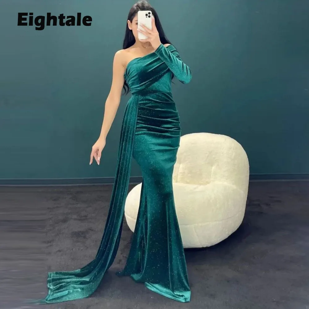 

Официальное Платье с одним открытым плечом, длинным рукавом и юбкой-годе