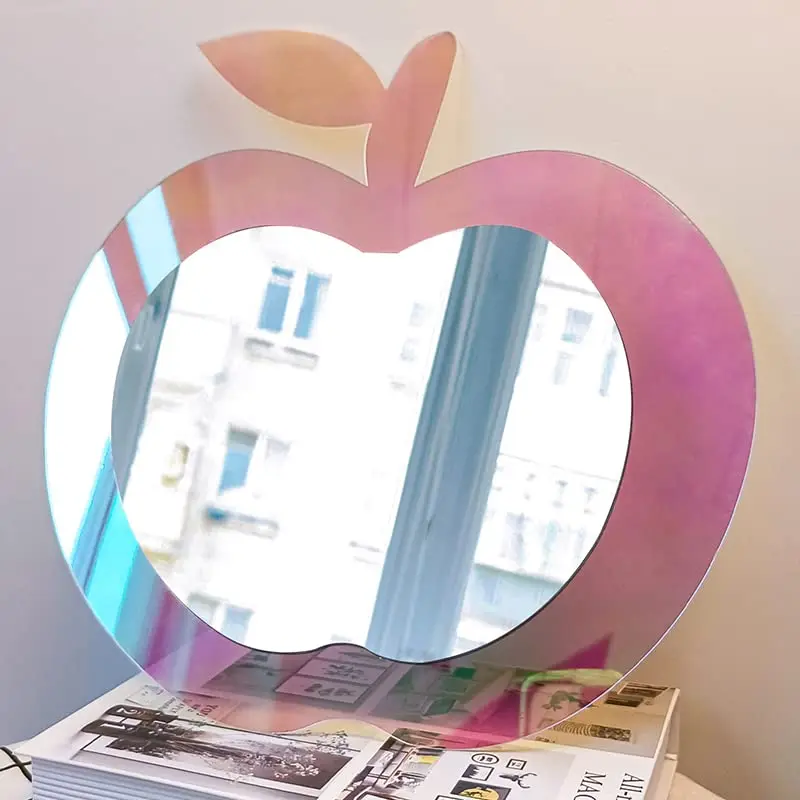 

Зеркальная Настенная Наклейка Apple, акриловая цветная Зеркальная Наклейка в форме яблока для гостиной, домашнее декоративное настенное зерк...