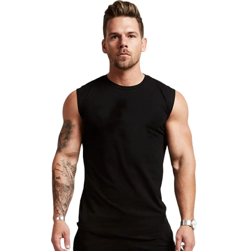 

Summer Casual Cotton Black Tank Tops Men Solid Bodybuilding Sleeveless Shirt Male Gym Fitness Undershirt Vest Training Clothing