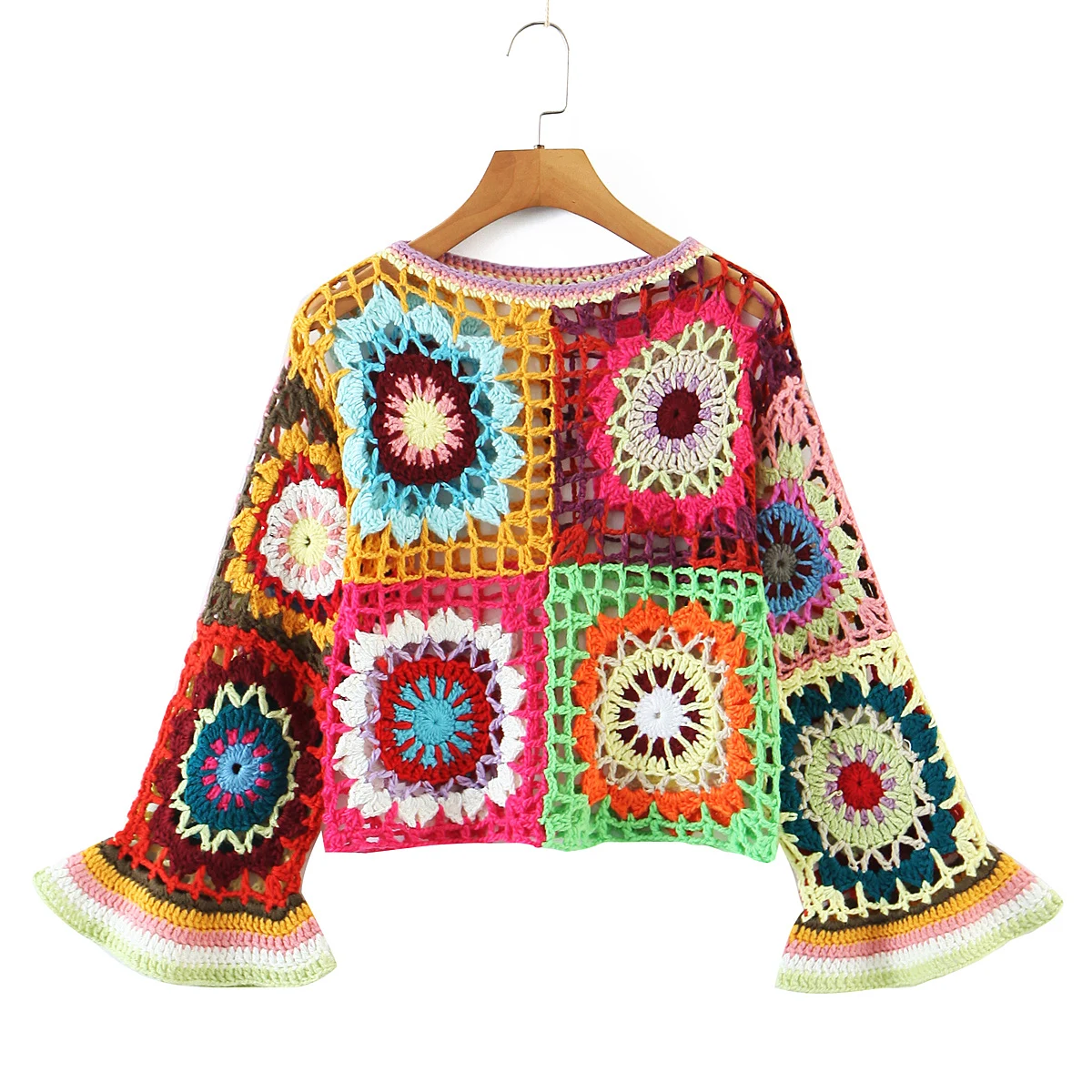 

JC·KILIG 2022 Spring and Autumn New Women's decor long sleeve hollow wool top L6142