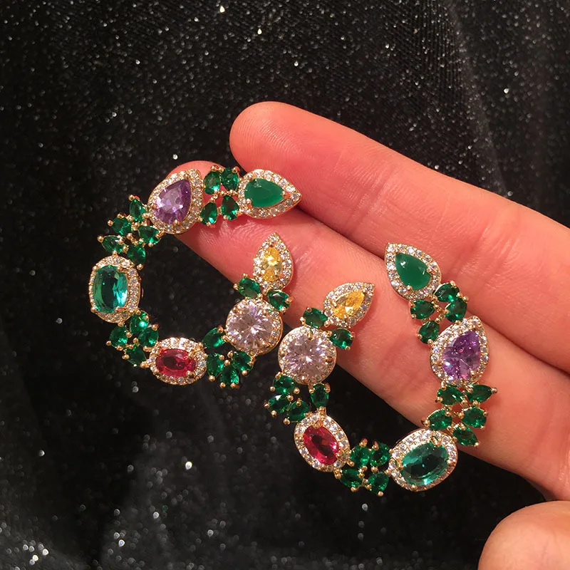 

Женские серьги из серебра 925 пробы, микро-набор с иглами, циркониевые креативные сказочные темпераментные сетчатые красные серьги в зеленом...