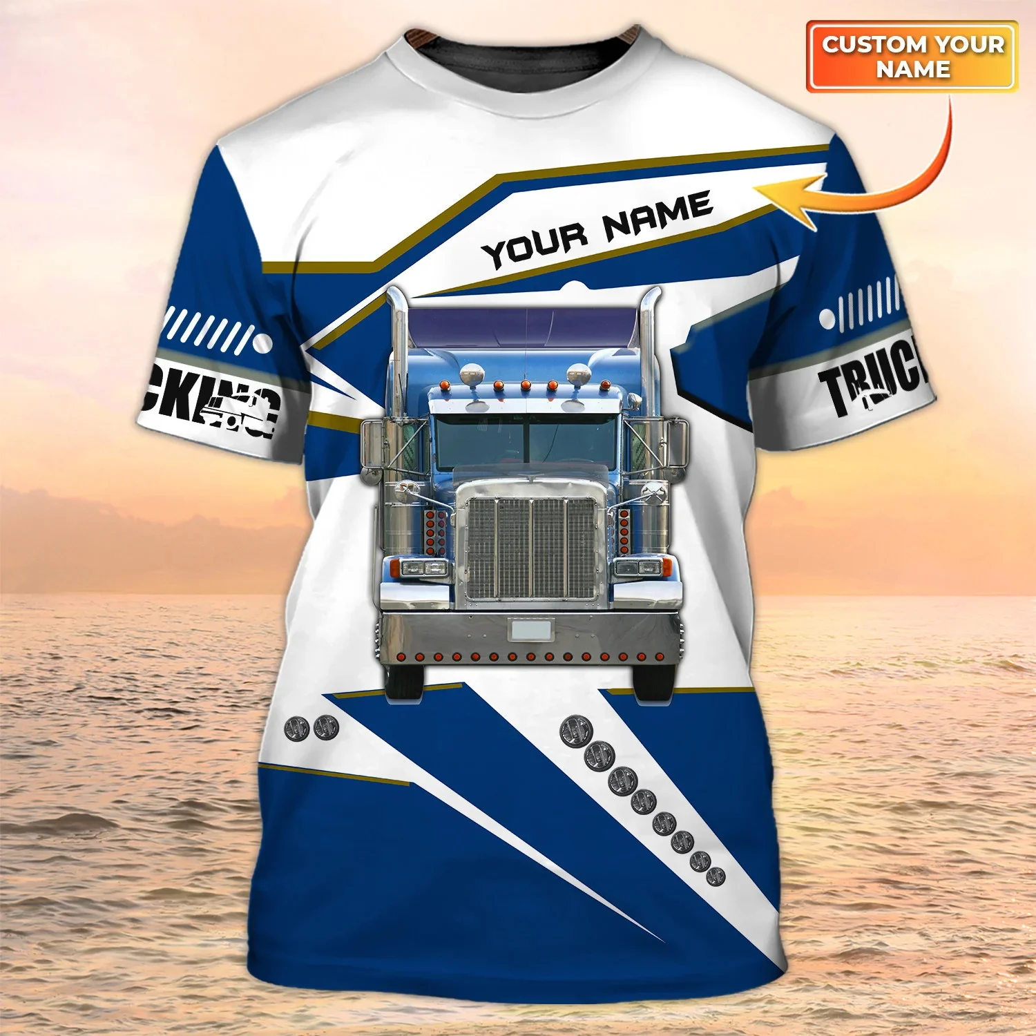 

Workwear T-shirt truck Can Be Customized Harajuku Style Comfort Loose Round Neck Top Summer Outdoor Daily Casual Short Sleeve