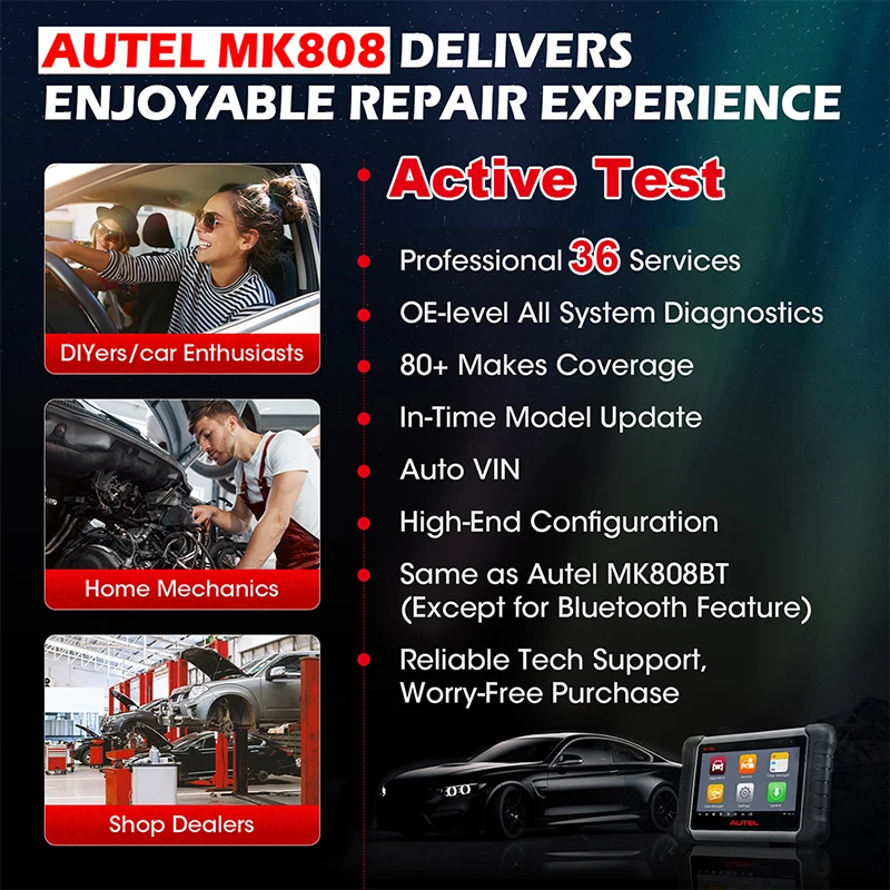 Autel MaxiCOM MK808 OBD2 сканер автомобильный диагностический инструмент активный тест
