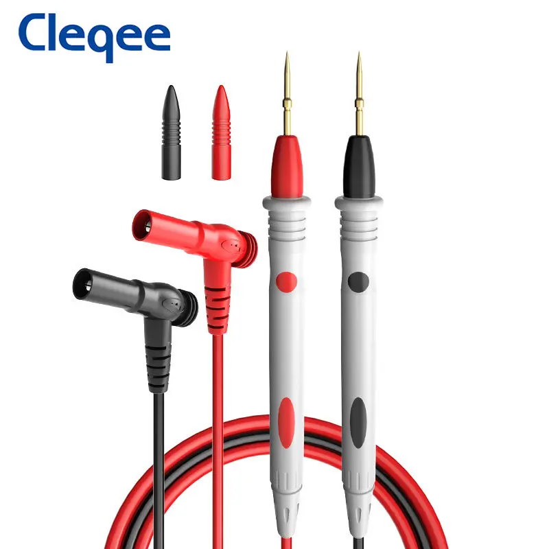 

Cleqee P1502, 2 шт., быстрозаменяемые иглы, Универсальный зонд, тестовые выводы для цифрового мультиметра, кабель, щуп, провод 1 м