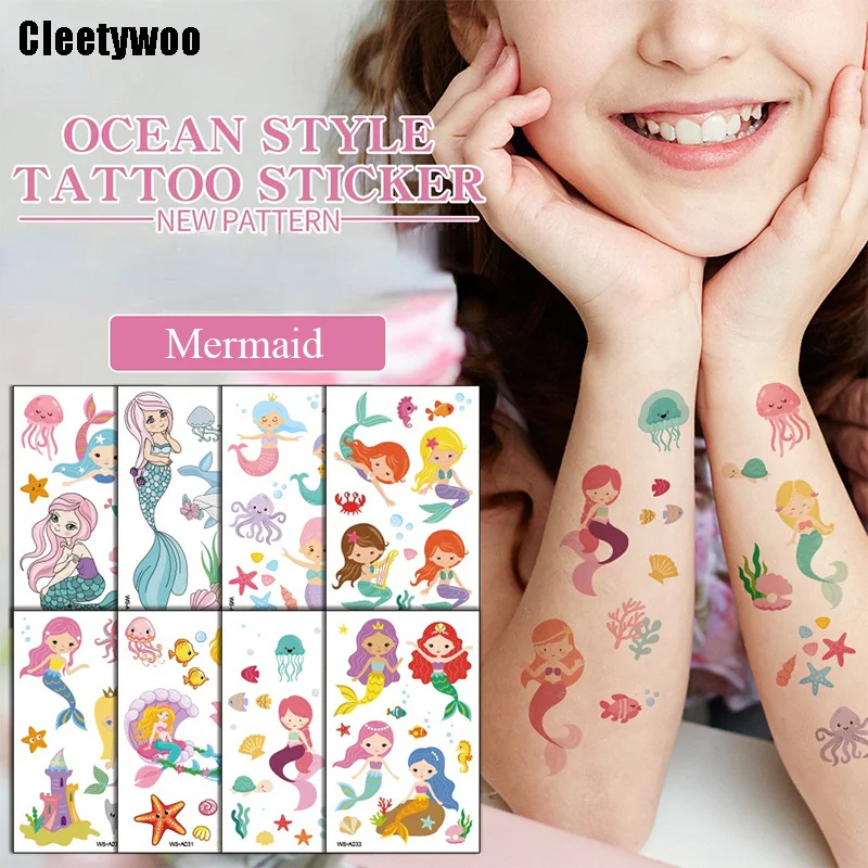 1 Набор Детские временные тату-наклейки русалка |