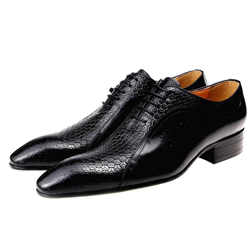 High Quality Formal Genuine Leather Shoes Men's Evening Wedding Comfortable Footwear Side Carving Shoes Black Brown Brogue