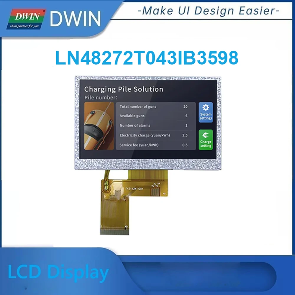 

DWIN 4,3 дюймовый 480*272 пиксель 300nit 40Pin RGB интерфейс NV3047 Драйвер IC TN TFT ЖК-дисплей LN48272T043IB3598