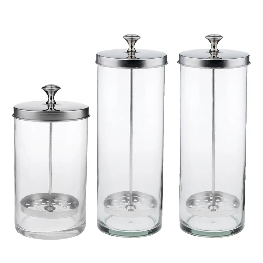

3x Empty Jar Glass Sanitizing Jar Cup For Barber Tools