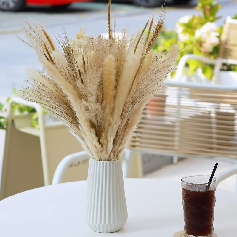 

50PCS Pampas Grass Reed Dried Flowers Wedding Decoration Christmas Flores Artificial Flowers Fleurs Sechees Mariage Home Decor