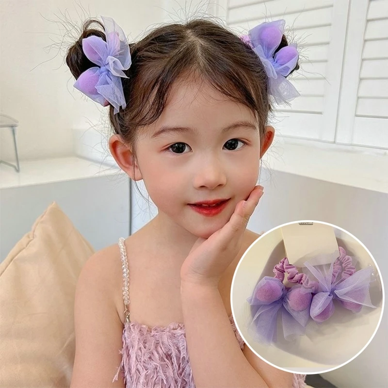 

Эластичные резинки для волос для девочек, детские летние однотонные яркие сетчатые банты, цветные яркие резинки для волос, аксессуары для в...