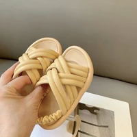girls simple japanese kids fashion summer new cute 2022 all match open toe cross elastic princess yellow children beach shoes