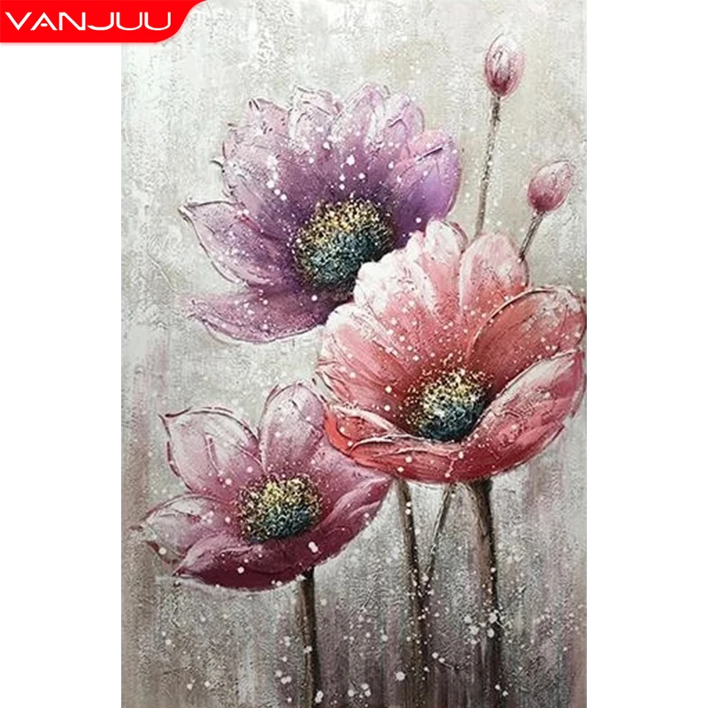 

5D DIY Diamond Painting Flower Full Round Diamond Embroidery Flower Rhinestone Mosaic Cross Stitch Art Home Decor