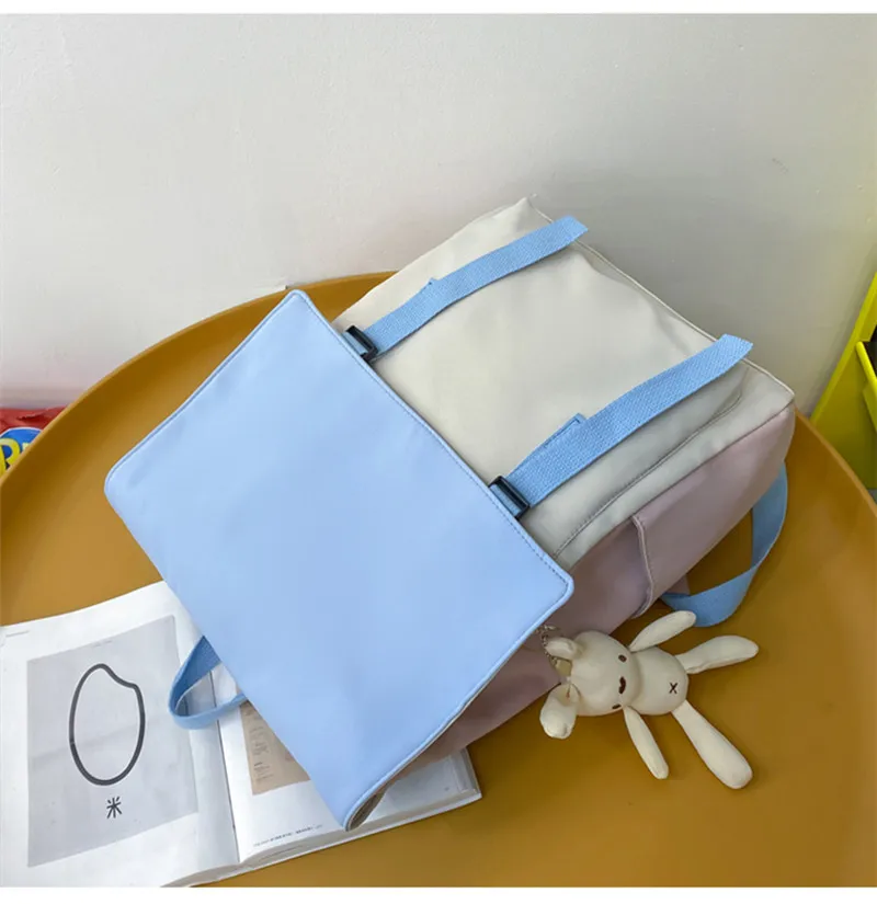 Fashion Simple Casual High School Teenage Girls Backpack Cute Solid Colour Student Schoolbag Large Capacity