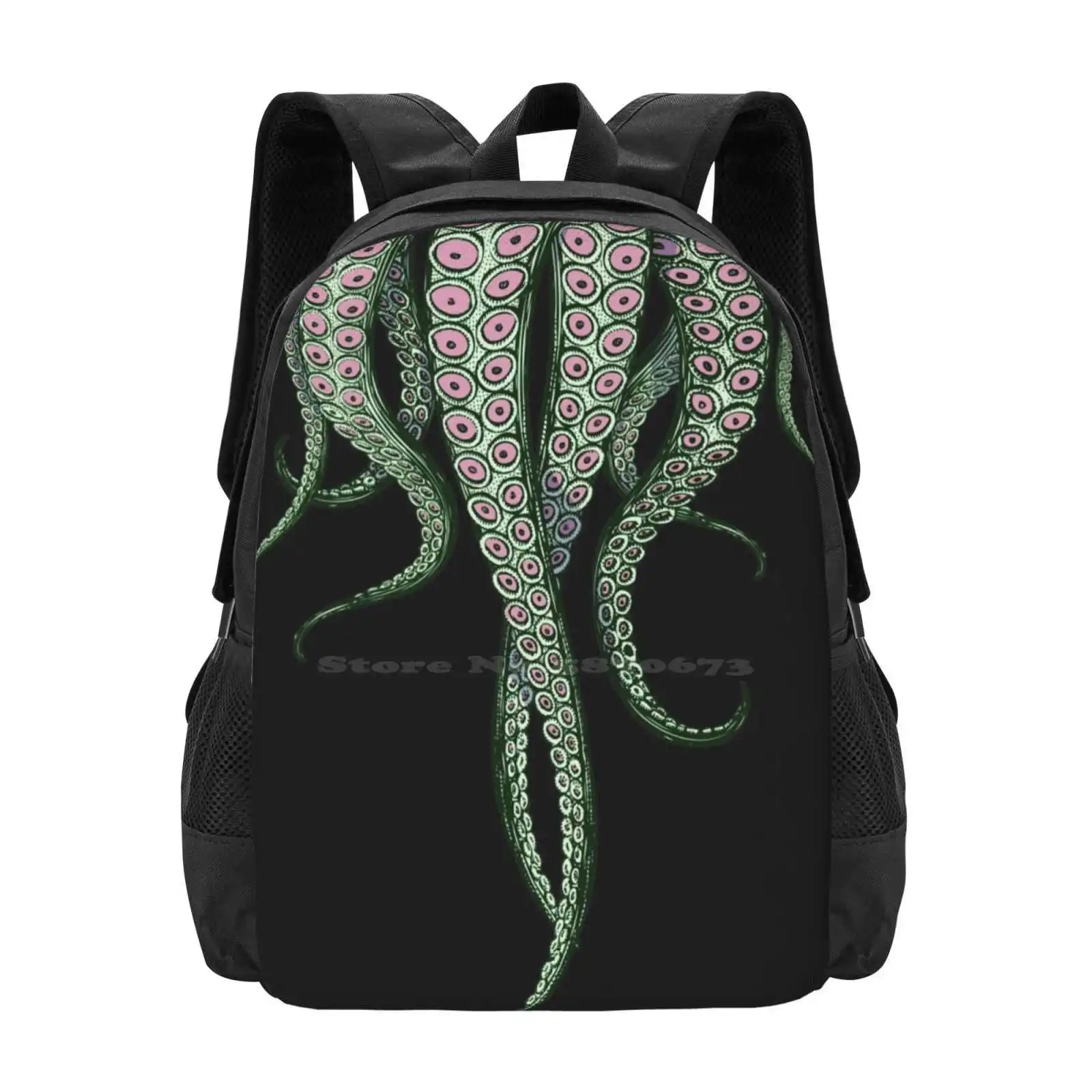 

Green Fingers New Arrivals Unisex Bags Student Bag Backpack Graphic Design Surrealism Vector Tentacles Octopus Soup Scary