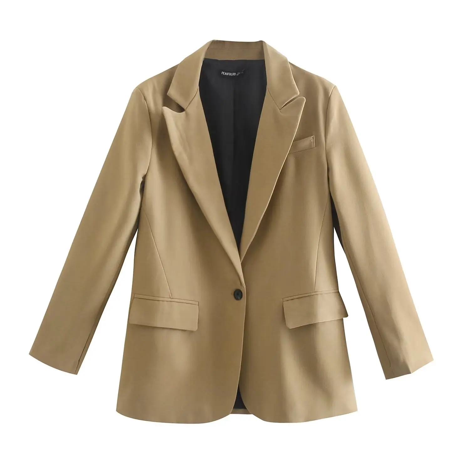 

SuperAen European and American Style Women's New 2022 One Button Pocket Loose Casual Solid Color Blazer Coat
