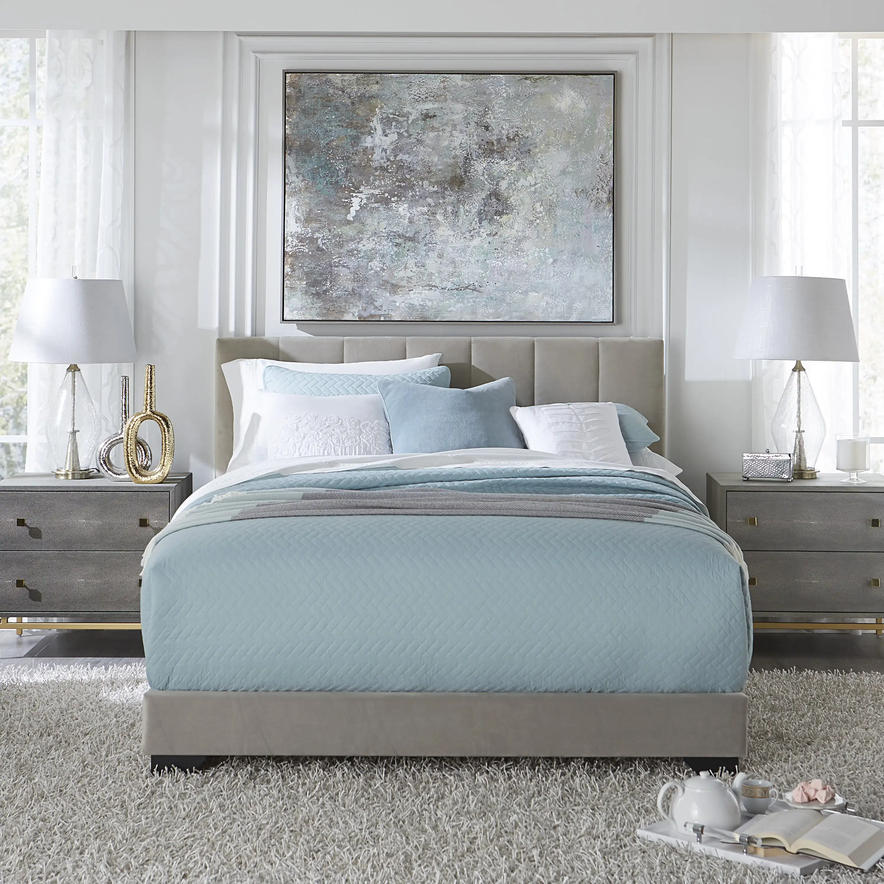 

Полноразмерная кровать Reece с прострочкой, Платиновый Серый, от Hillsdale Living Essentials