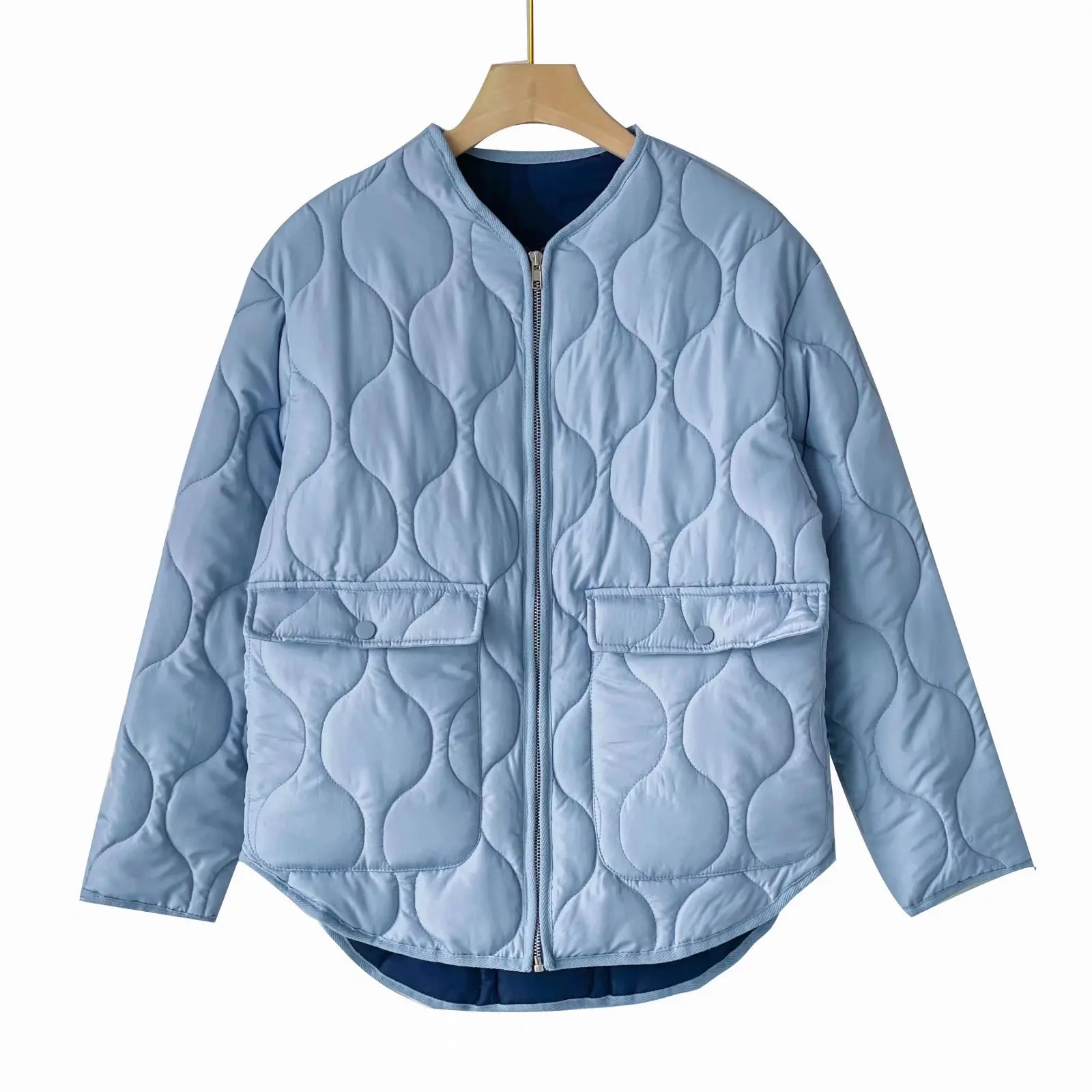 

Women 2023 Winter Fashion Cotton-padded Jacket Coat Vintage Long Sleeve Button-up Female Outerwear Chic Overshirt