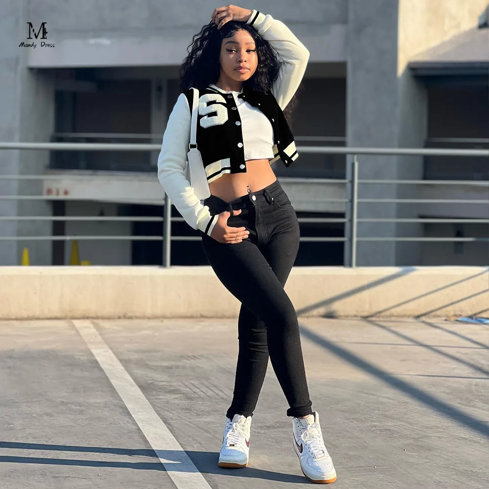 Женская бейсбольная куртка с длинным рукавом цвет в ассортименте