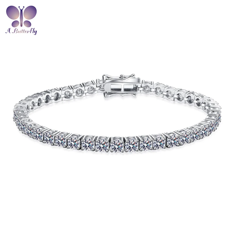

100% 925 Sterling Silver Moissanite Tennis Bracelet Solitaire 0.3Ct Classic Light Luxury Anniversary Gift Fine Jewelry Wholesale