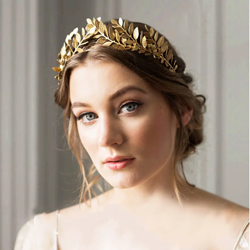 

Leaf Style Wedding Party Crown Bridal Tiara Vintage Bride Hair Hoop Golden/Sliver Bride Head Accessories Women Jewelry Hairband