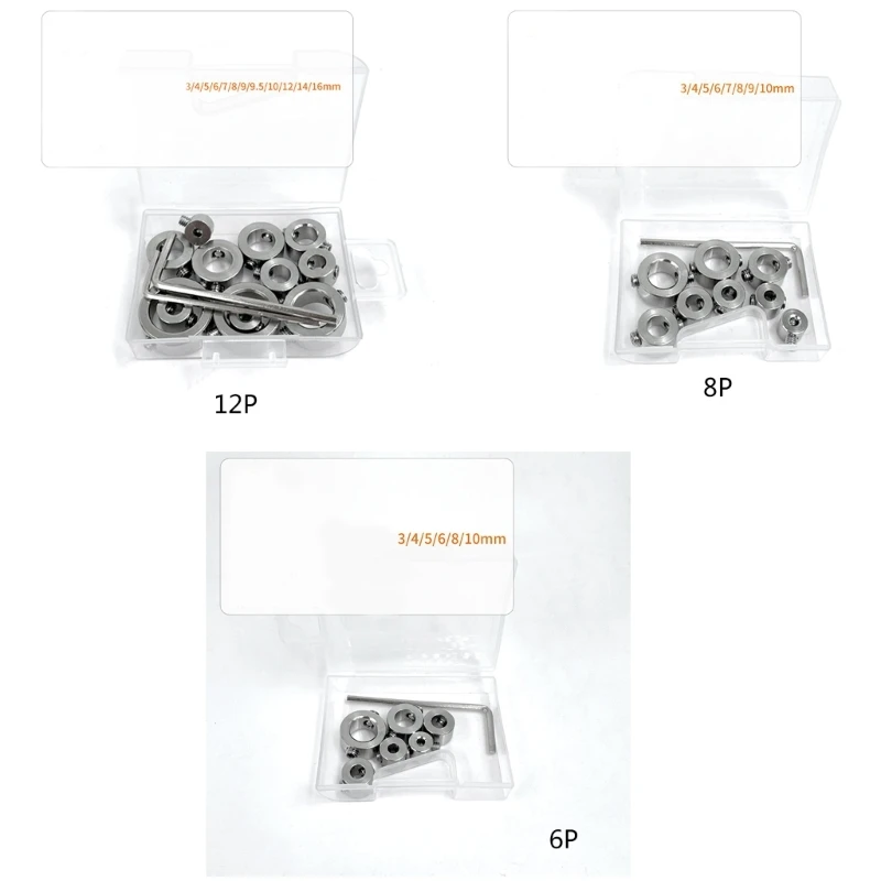 

6/8/12Pcs Stainless Steel Drill Depth Stop Bit Collar Set Drilling Limit Ring