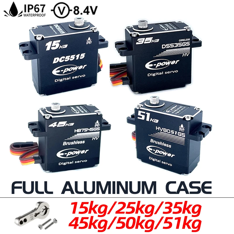 

Waterproof Brushless Coreless 15kg 25kg 35kg 50kg Full Aluminum Digital Servo Steel Gear for RC Car Plane Boat Arrma Wltoys